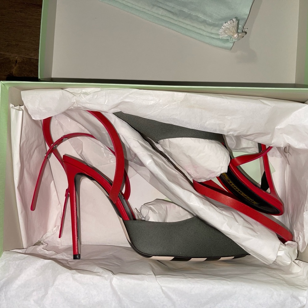 Zip Tie Slingback Leather Slingback Pumps.